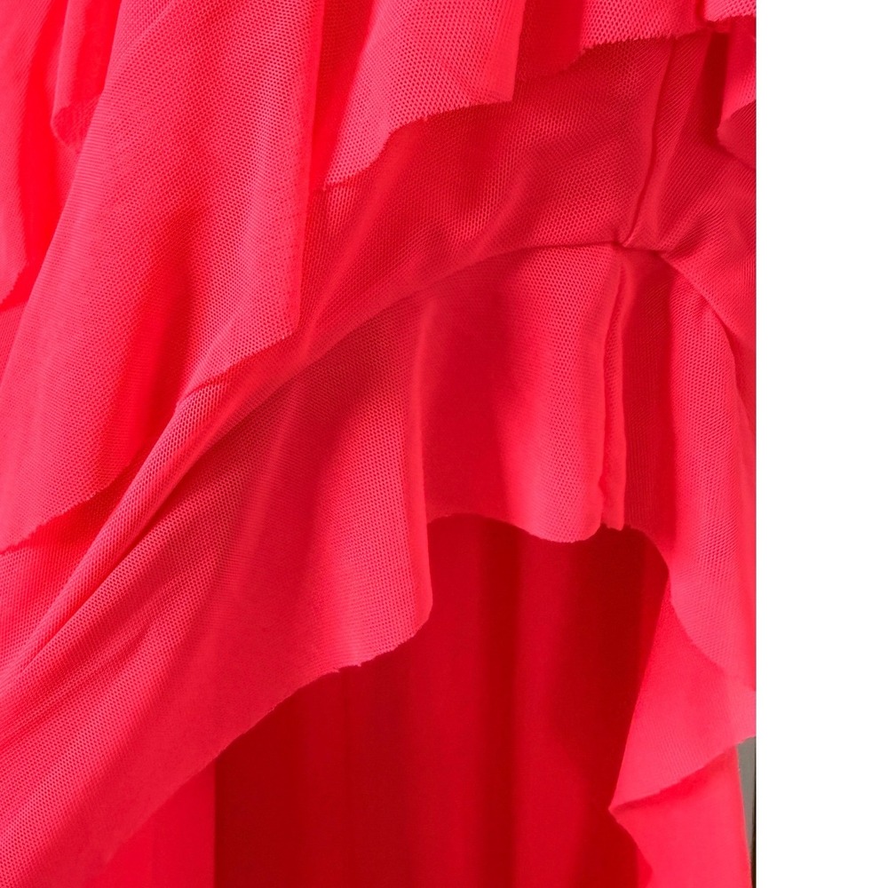 AFRM Rosette Ruffle Mesh Maxi Dress Womens Small Neon Pink Beach - Picture 4 of 10